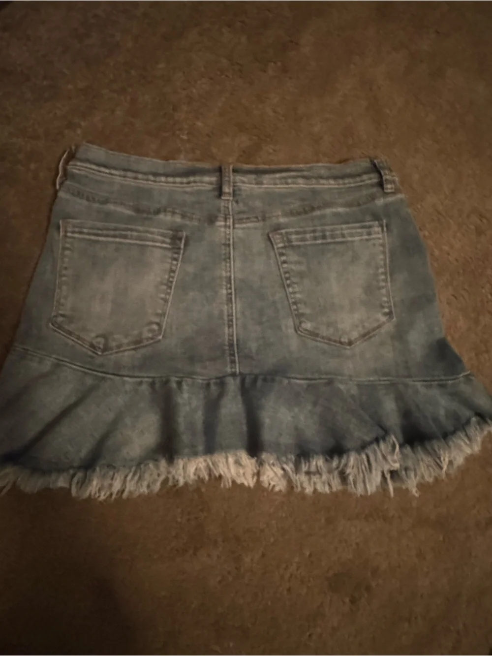 Light Blue Denim Ruffle Mini Skirt